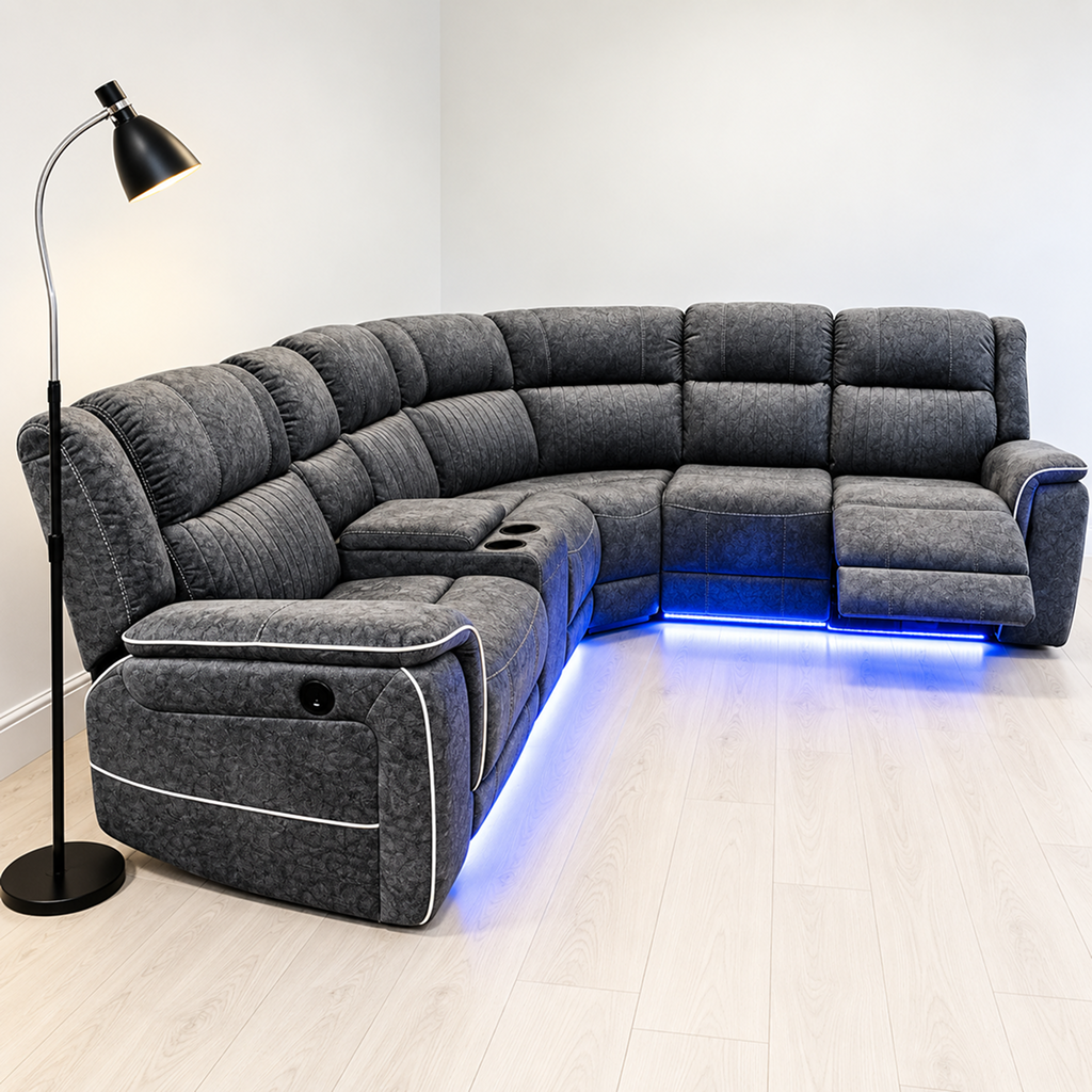 Helena Grey Micro Fabric Electric Recliner Corner Sofa