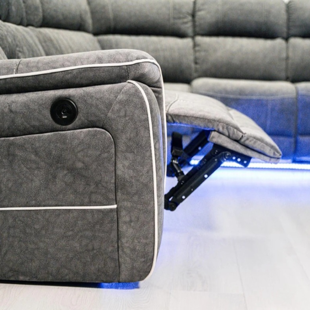 Helena Grey Micro Fabric Electric Recliner Corner Sofa