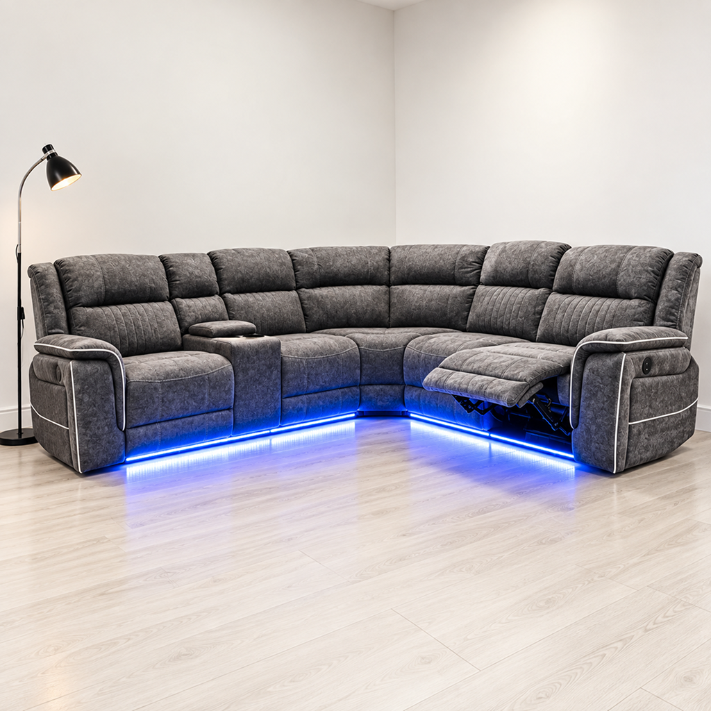 Helena Grey Micro Fabric Electric Recliner Corner Sofa