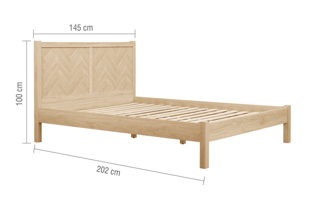 Herringford Oak Double Bed + Comfort Double Mattress
