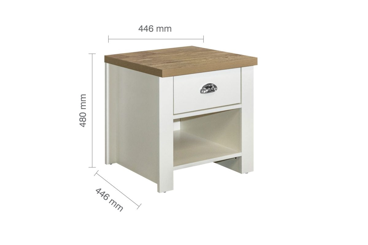 Highgate Cream & Oak 1 Drawer Lamp Table