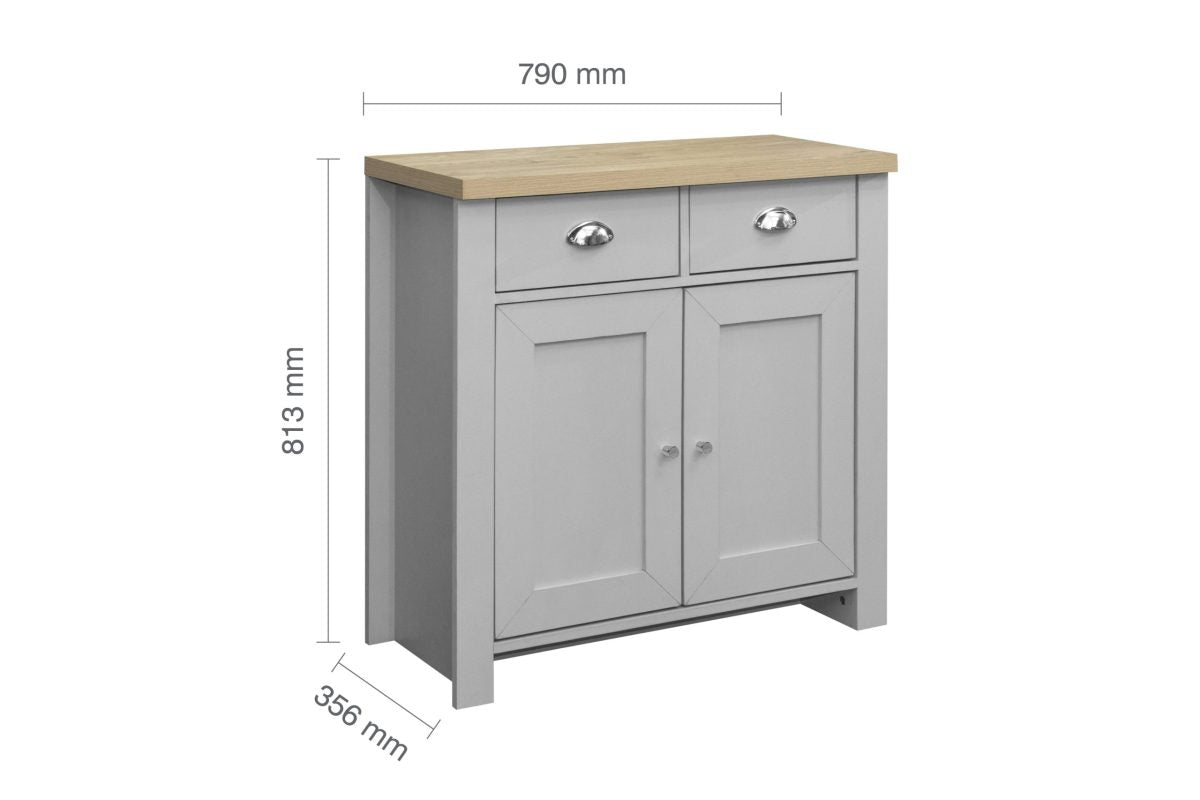 Highgate Grey & Oak 2 Door 2 Drawer Sideboard