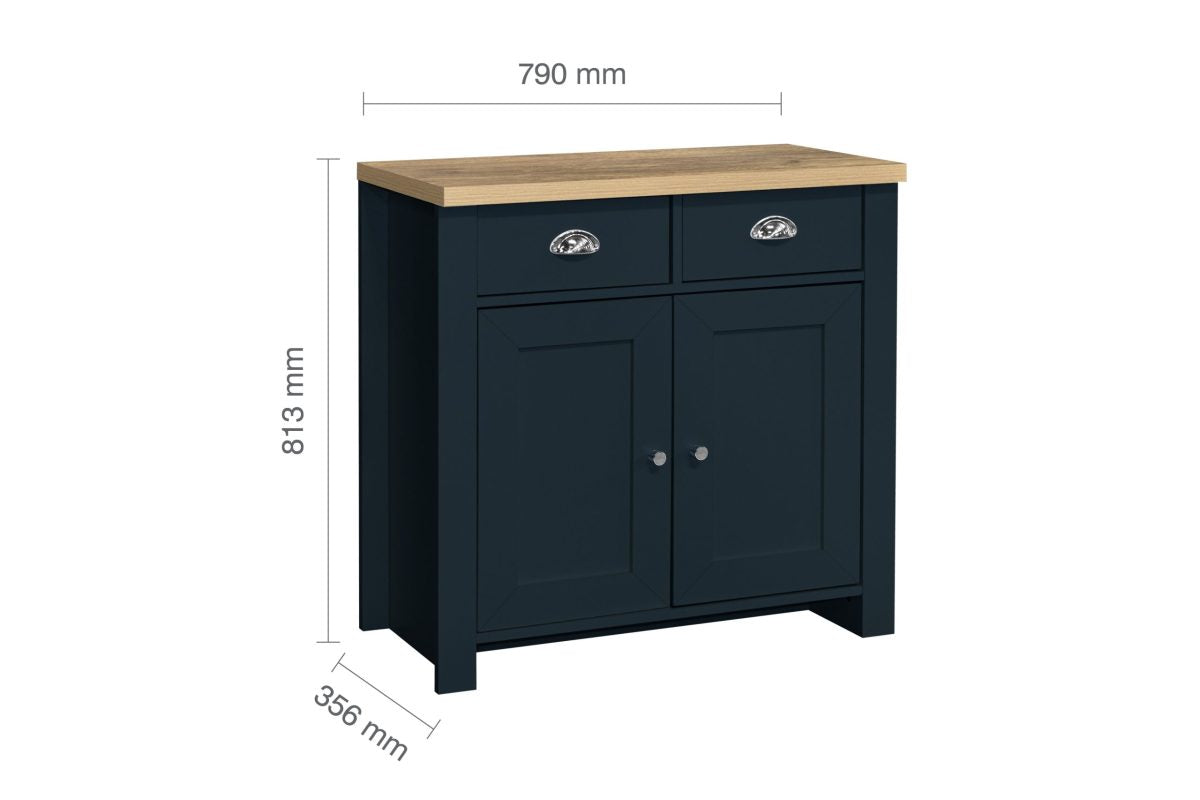 Highgate Navy Blue & Oak 2 Door 2 Drawer Sideboard