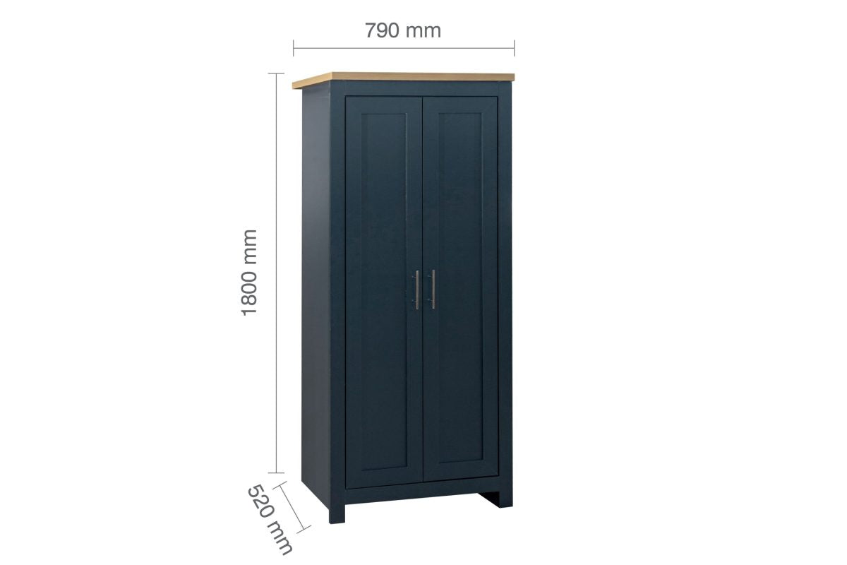 Highgate Navy Blue & Oak 2 Door Wardrobe