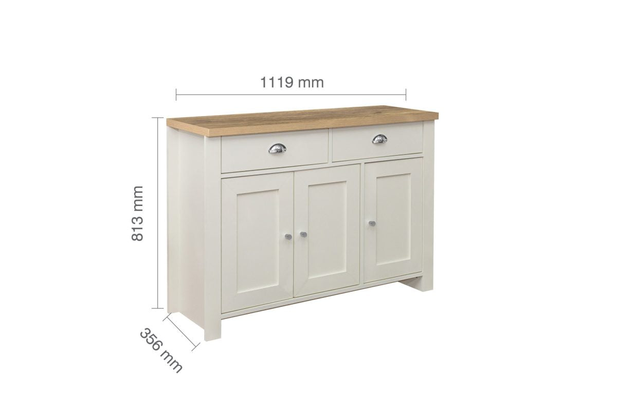 Highgate Cream & Oak 3 Door 2 Drawer Sideboard