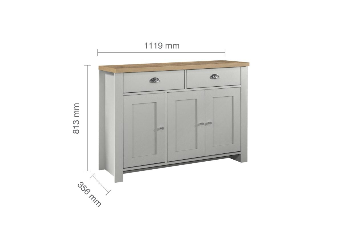 Highgate Grey & Oak 3 Door 2 Drawer Sideboard