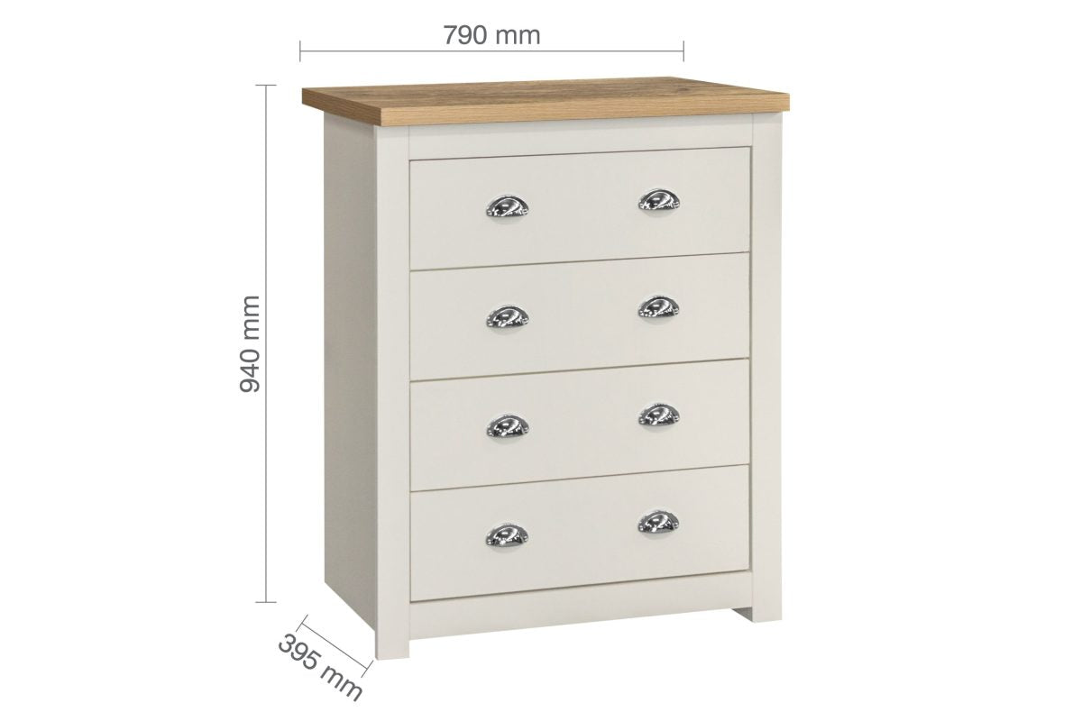 Highgate Cream & Oak 4 Drawer Chest