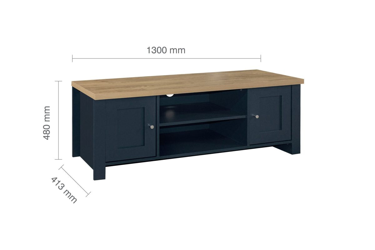 Highgate Navy Blue & Oak Large TV Unit