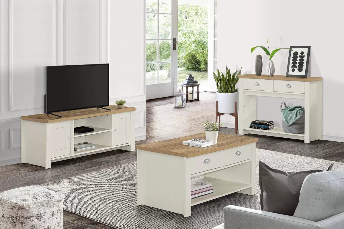 Highgate Cream & Oak 2 Drawer Console Table