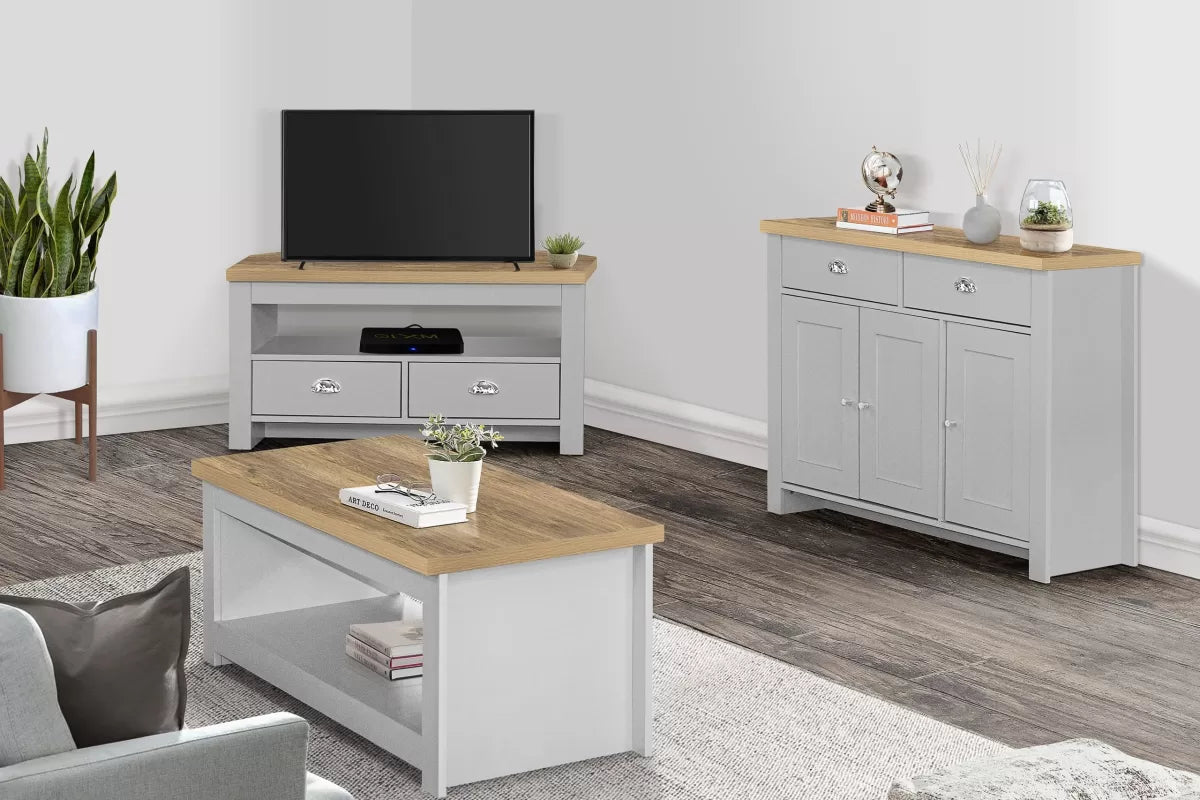 Highgate Grey & Oak 3 Door 2 Drawer Sideboard