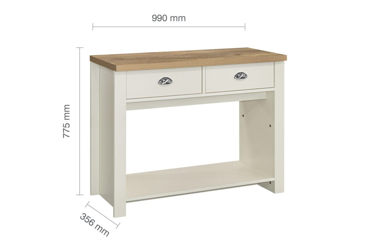 Highgate Cream & Oak 2 Drawer Console Table