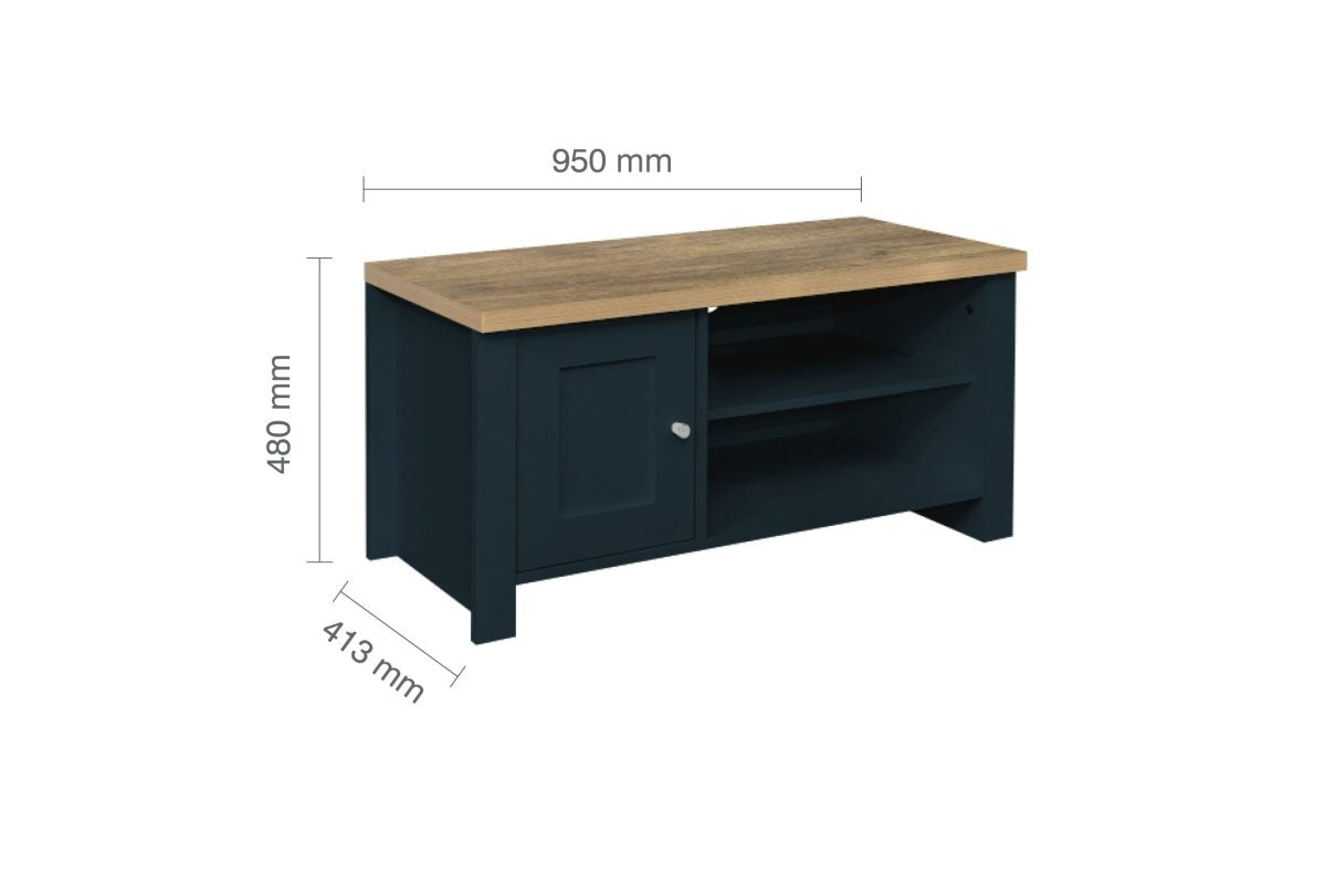 Highgate Navy Blue & Oak Small TV Unit