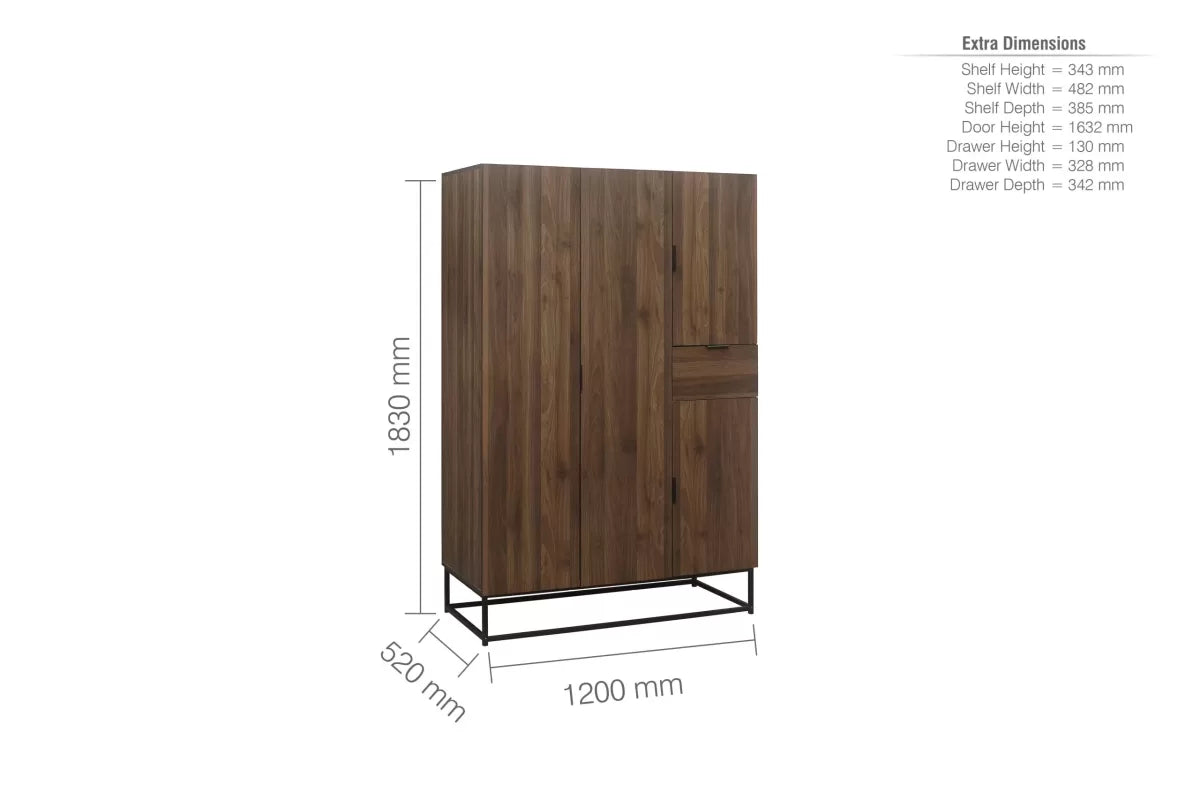 Houston Walnut 4 Door Wardrobe
