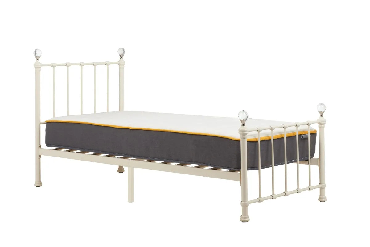 Jessica Single Cream Metal Bed + Single Comfort Mattress