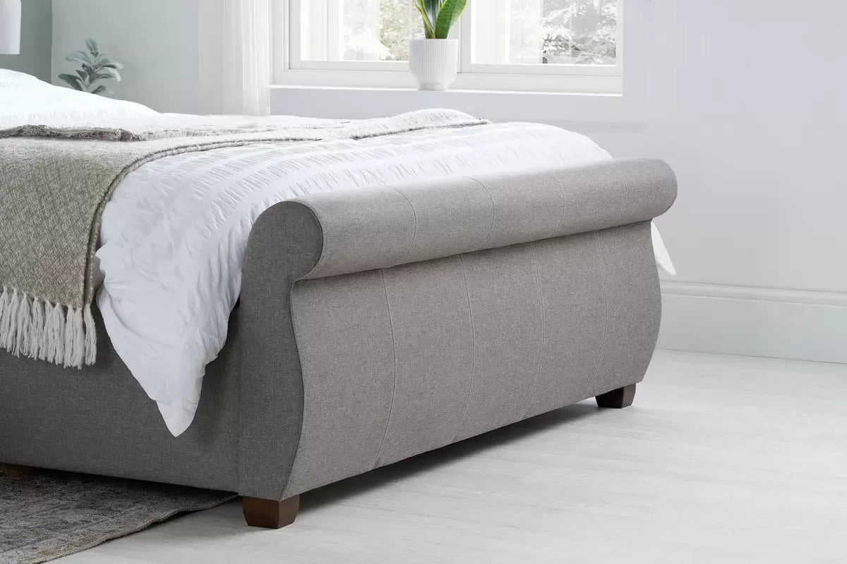 Lancaster Grey Fabic Storage Double Bed + Heaven Double Mattress