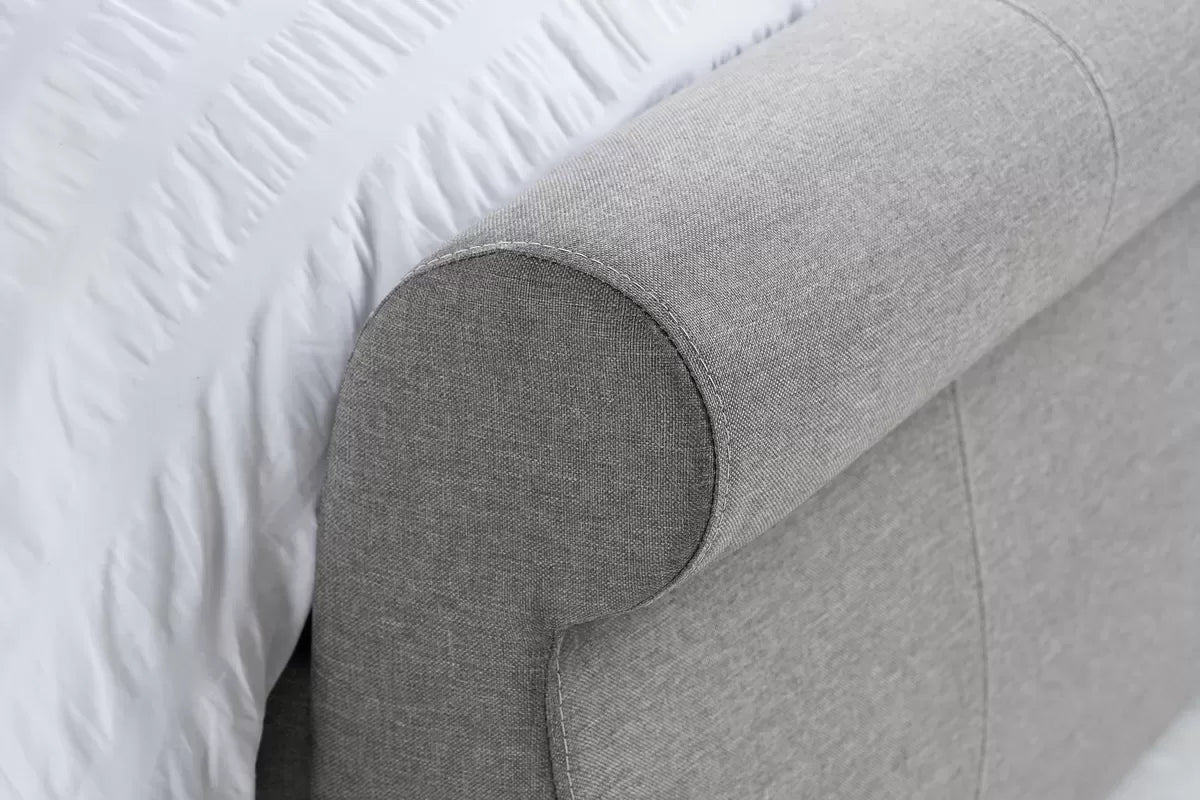 Lancaster Grey Fabic Storage Double Bed + Heaven Double Mattress