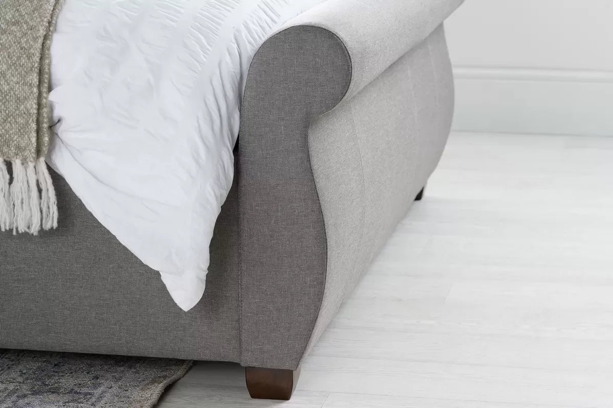 Lancaster Grey Fabic Storage Double Bed + Heaven Double Mattress