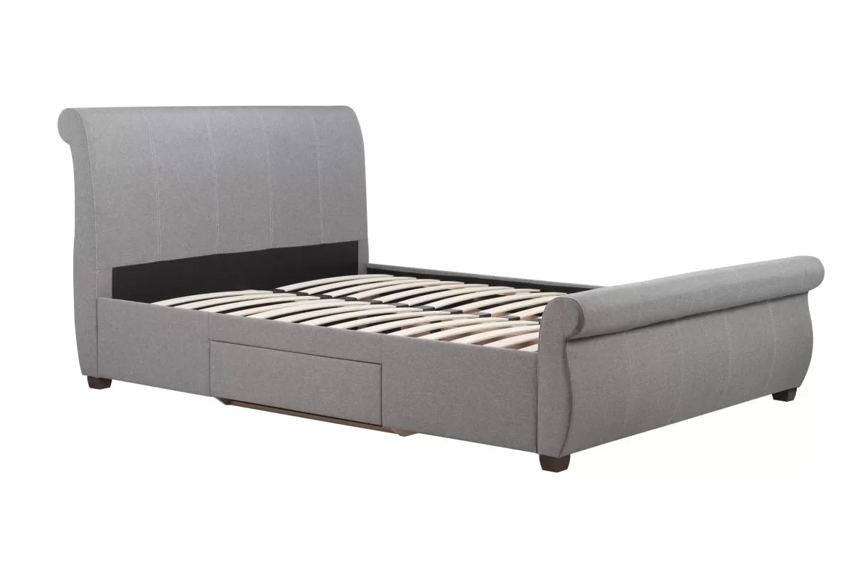 Lancaster Grey Fabic Storage Double Bed + Heaven Double Mattress