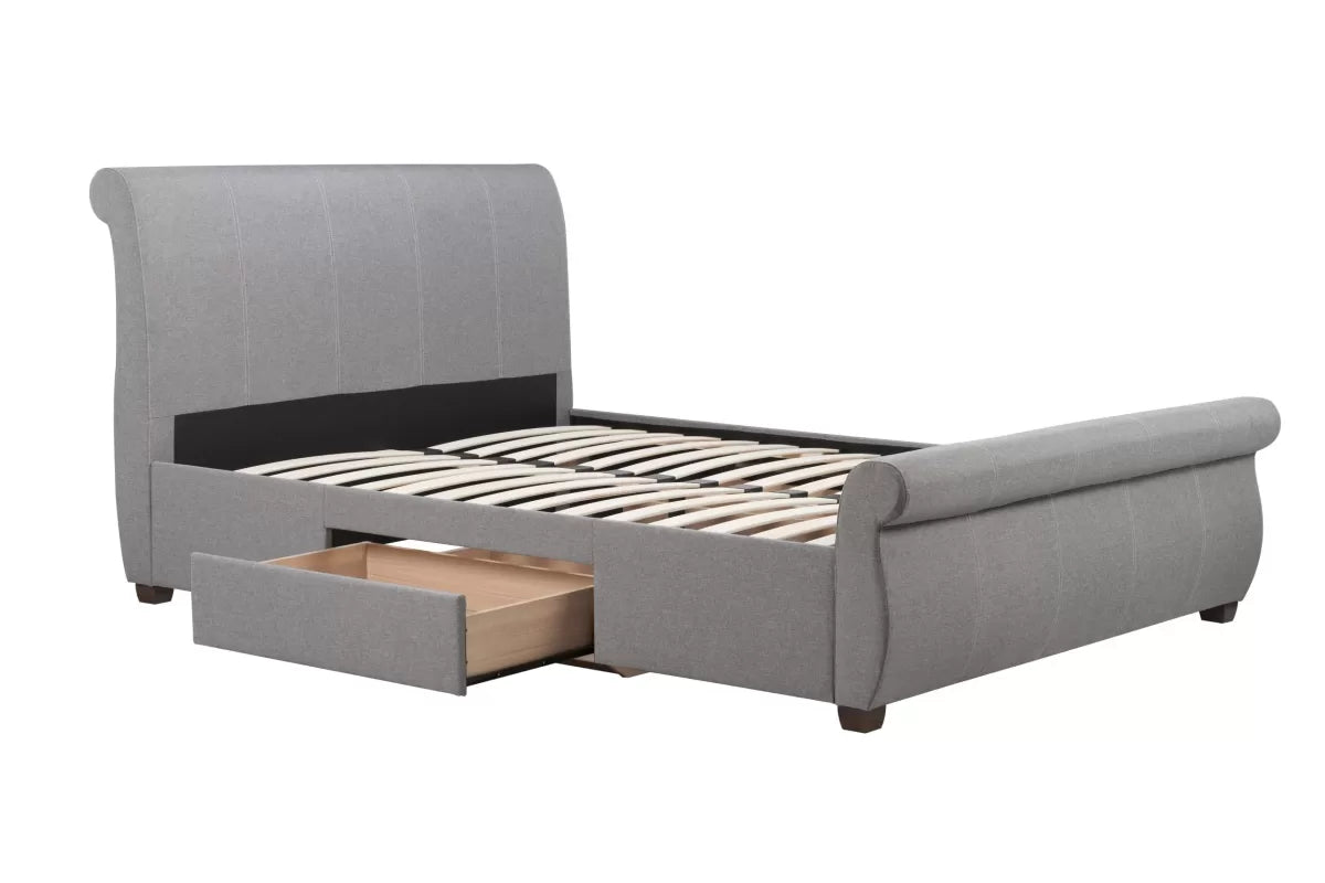 Lancaster Grey Fabic Storage Double Bed + Heaven Double Mattress