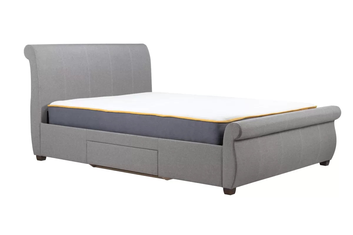 Lancaster Grey Fabic Storage Double Bed + Heaven Double Mattress