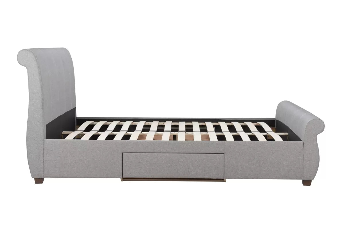 Lancaster Grey Fabic Storage Double Bed + Heaven Double Mattress