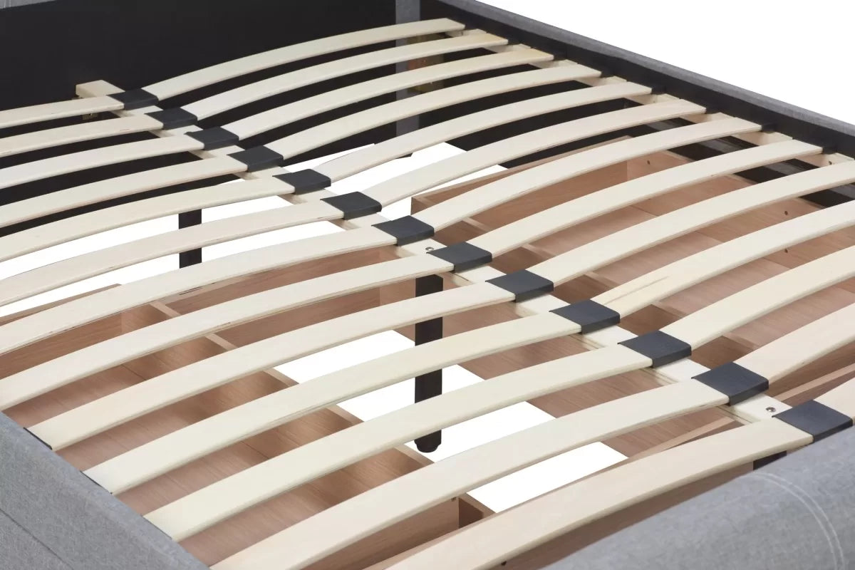 Lancaster Grey Fabic Storage Double Bed + Heaven Double Mattress