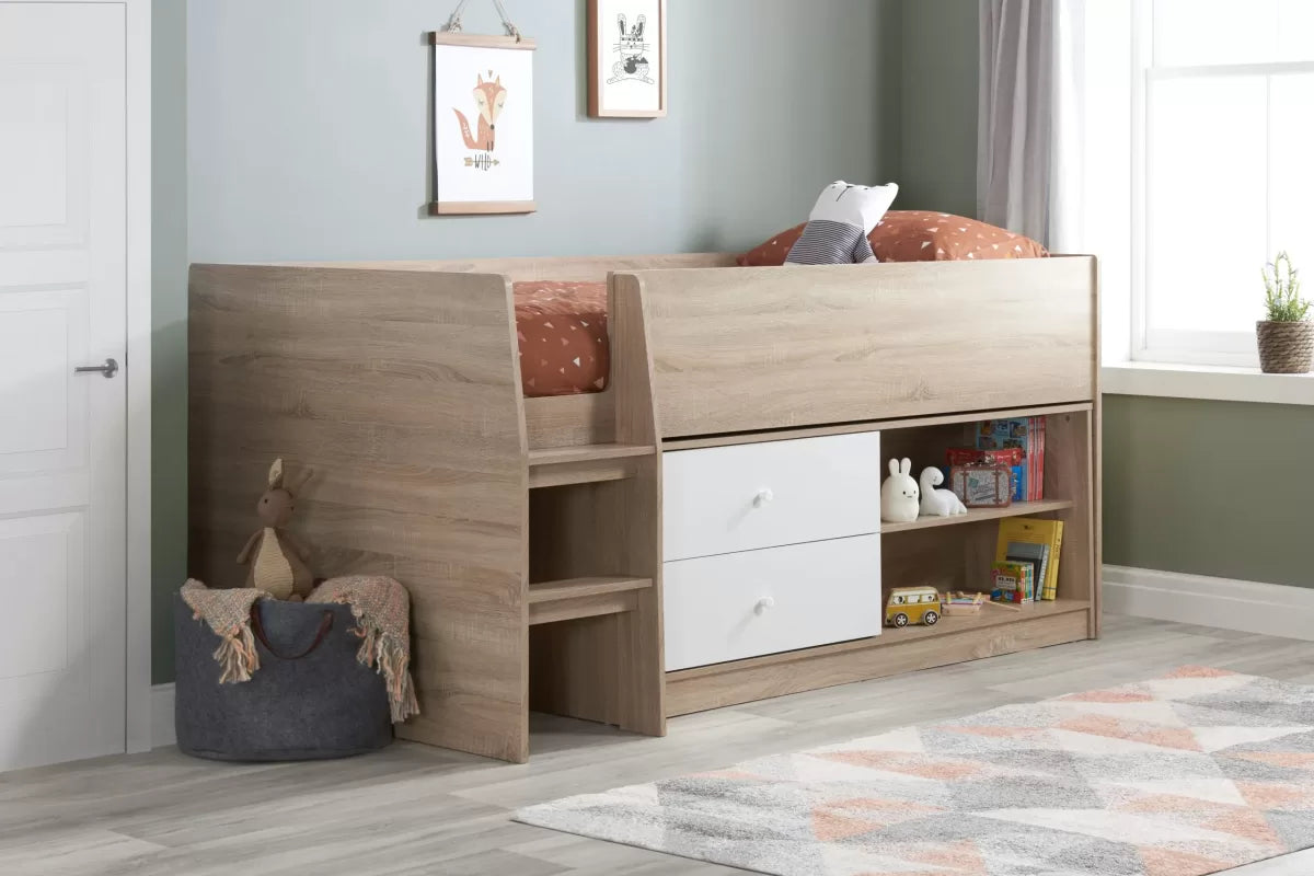 Leyton White & Oak Effect Cabin Bed