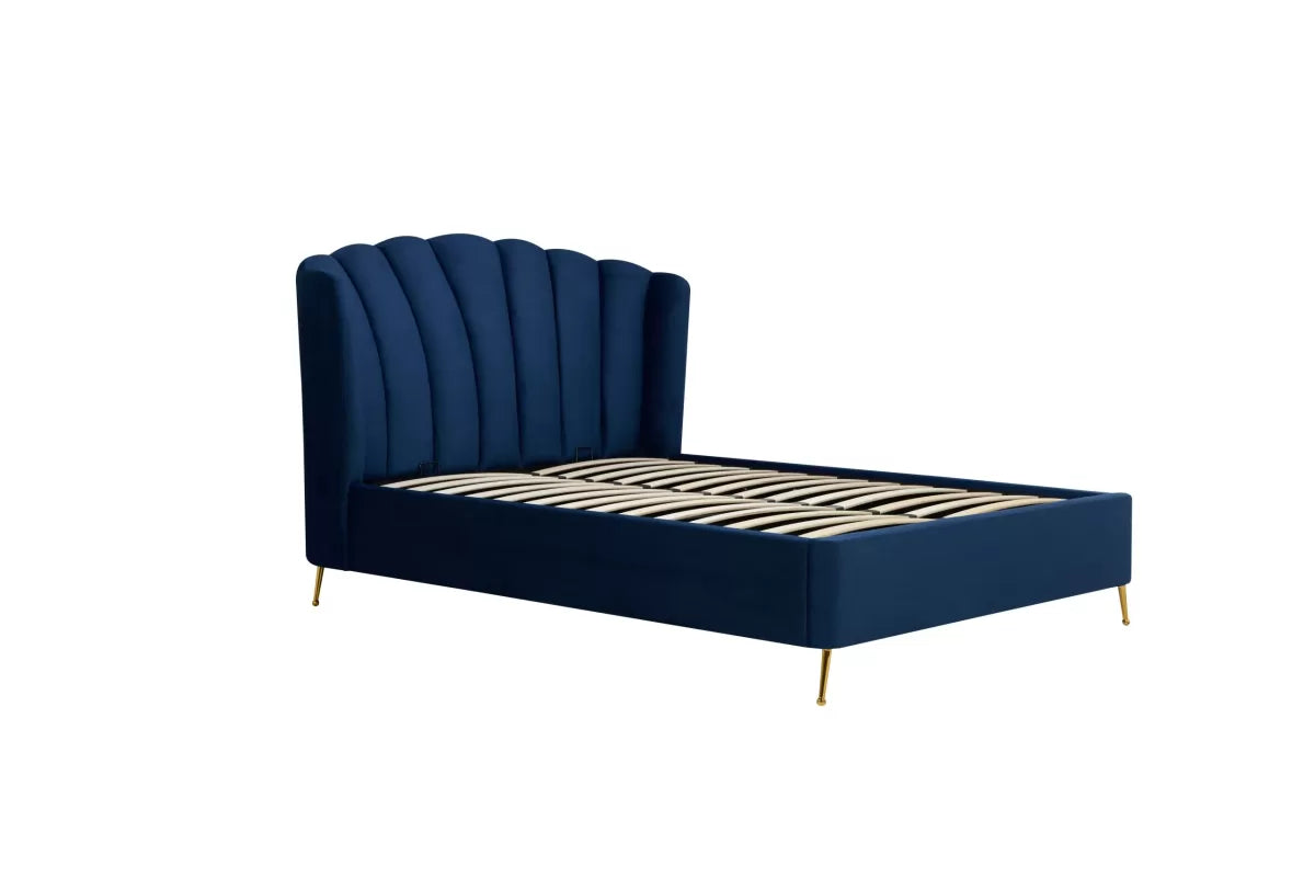 Lottie Midnight Blue Ottoman King Bed + Heaven King Mattress