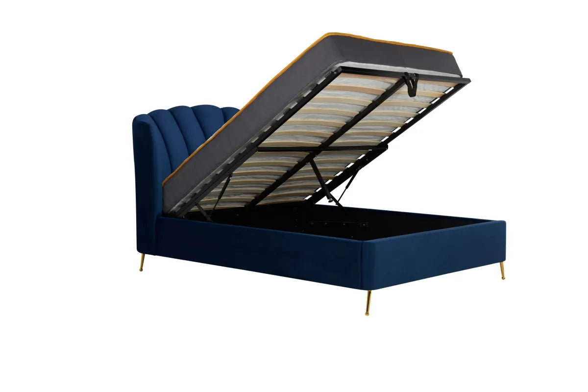 Lottie Midnight Blue Ottoman King Bed + Heaven King Mattress
