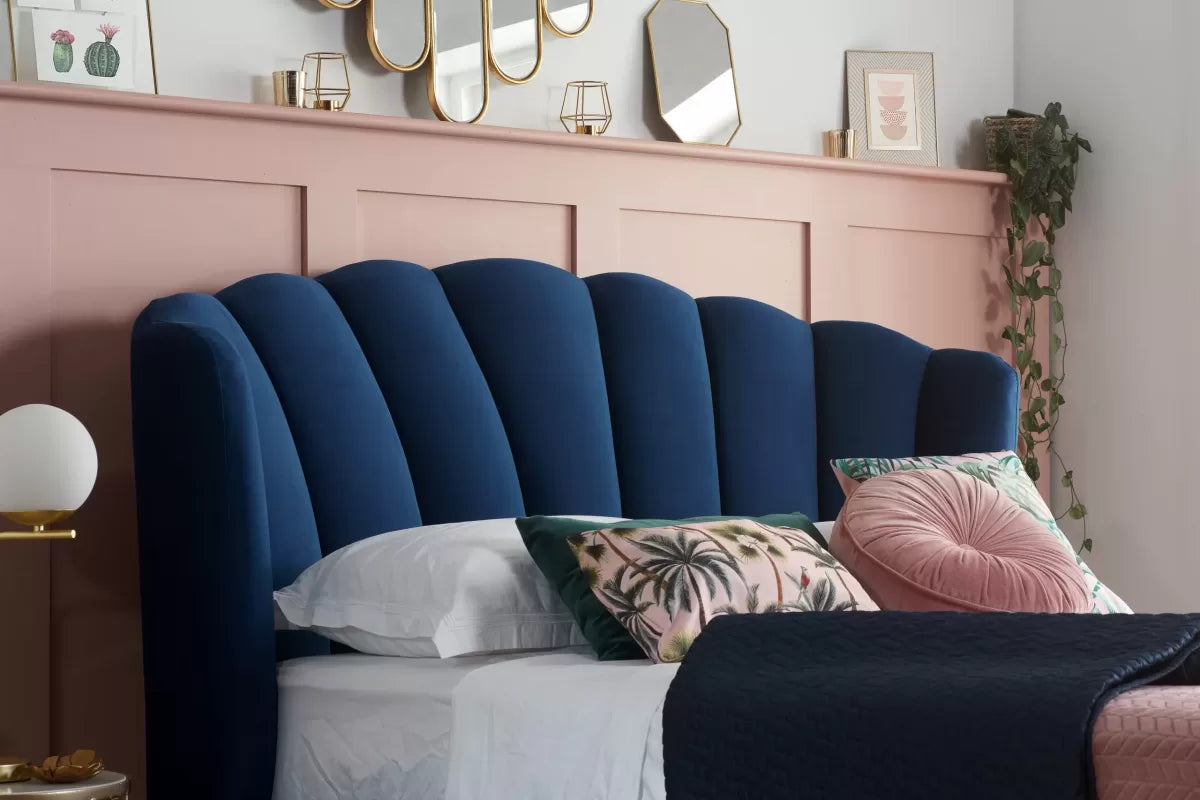 Lottie Midnight Blue Ottoman King Bed + Heaven King Mattress