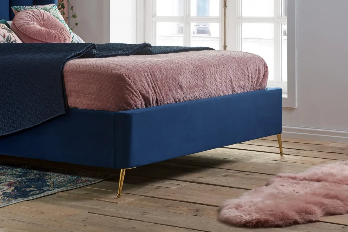 Lottie Midnight Blue Ottoman King Bed + Heaven King Mattress