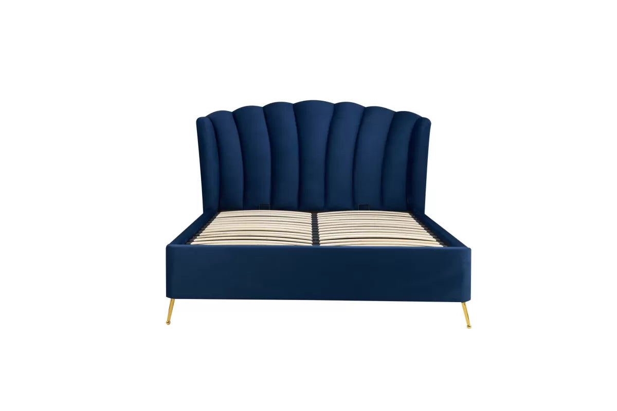 Lottie Midnight Blue Ottoman King Bed + Heaven King Mattress
