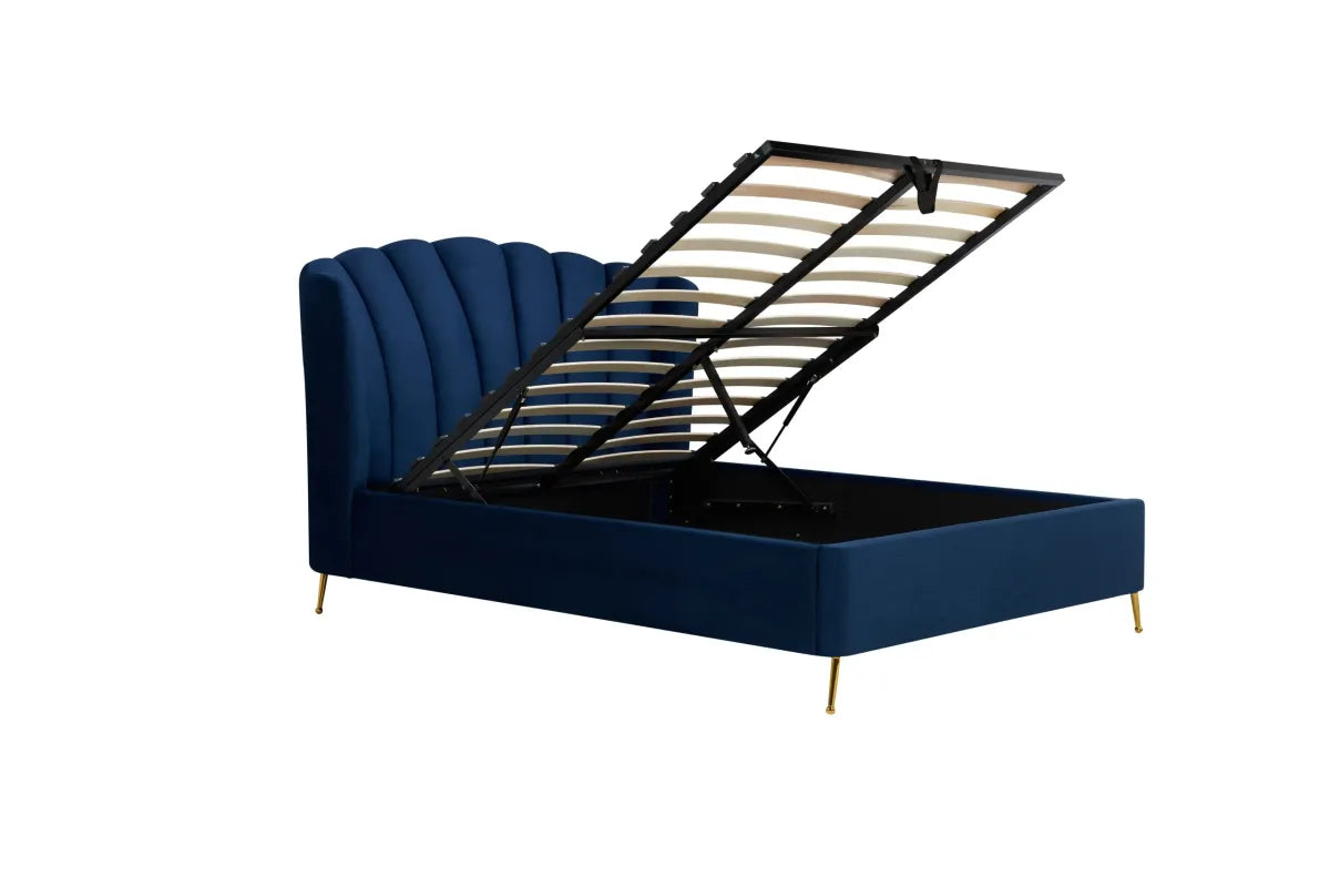 Lottie Midnight Blue Ottoman King Bed + Heaven King Mattress