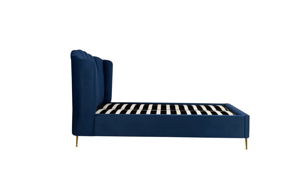 Lottie Midnight Blue Ottoman King Bed + Heaven King Mattress