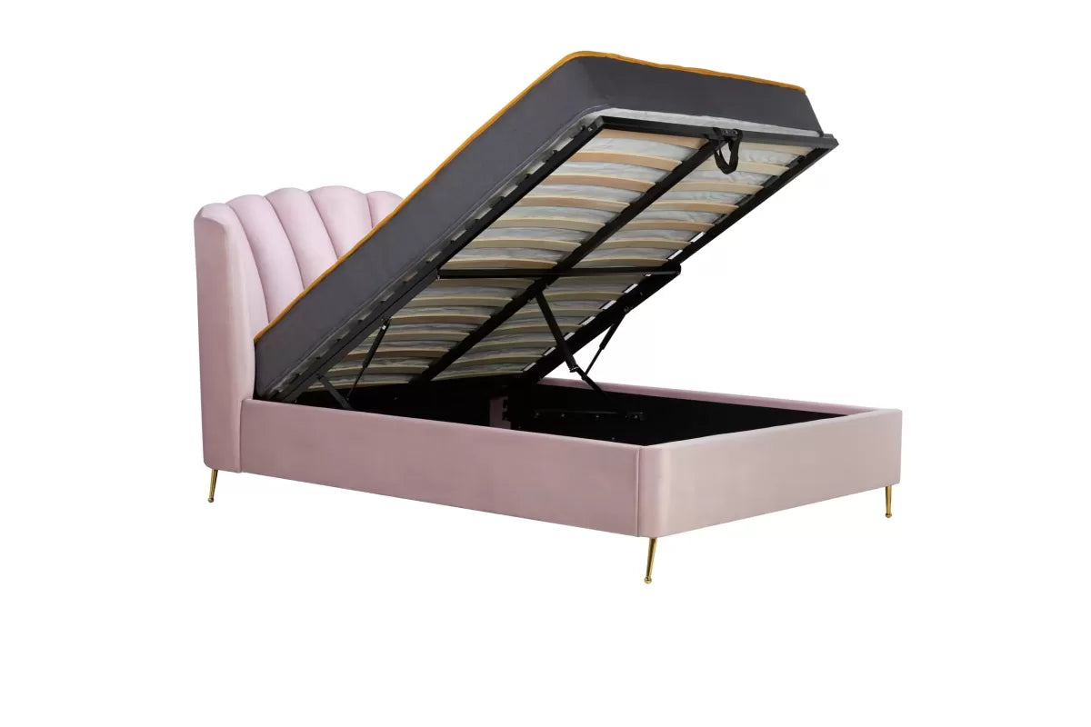 Lottie Pink Ottoman King Bed + Heaven King Mattress