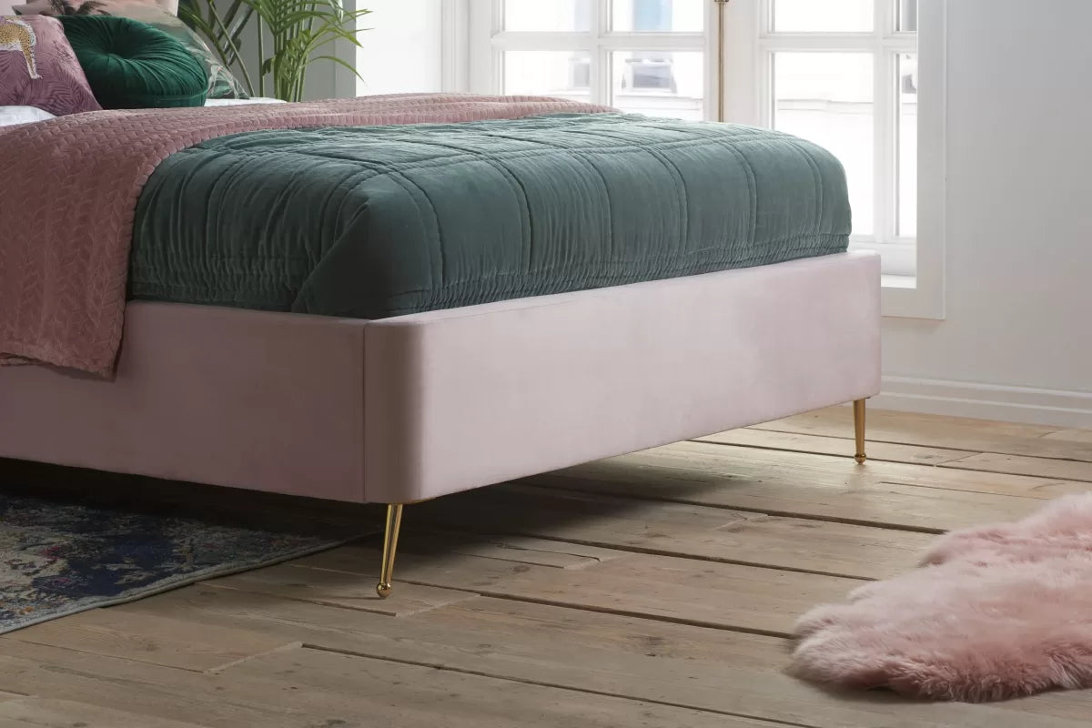 Lottie Pink Ottoman King Bed + Heaven King Mattress