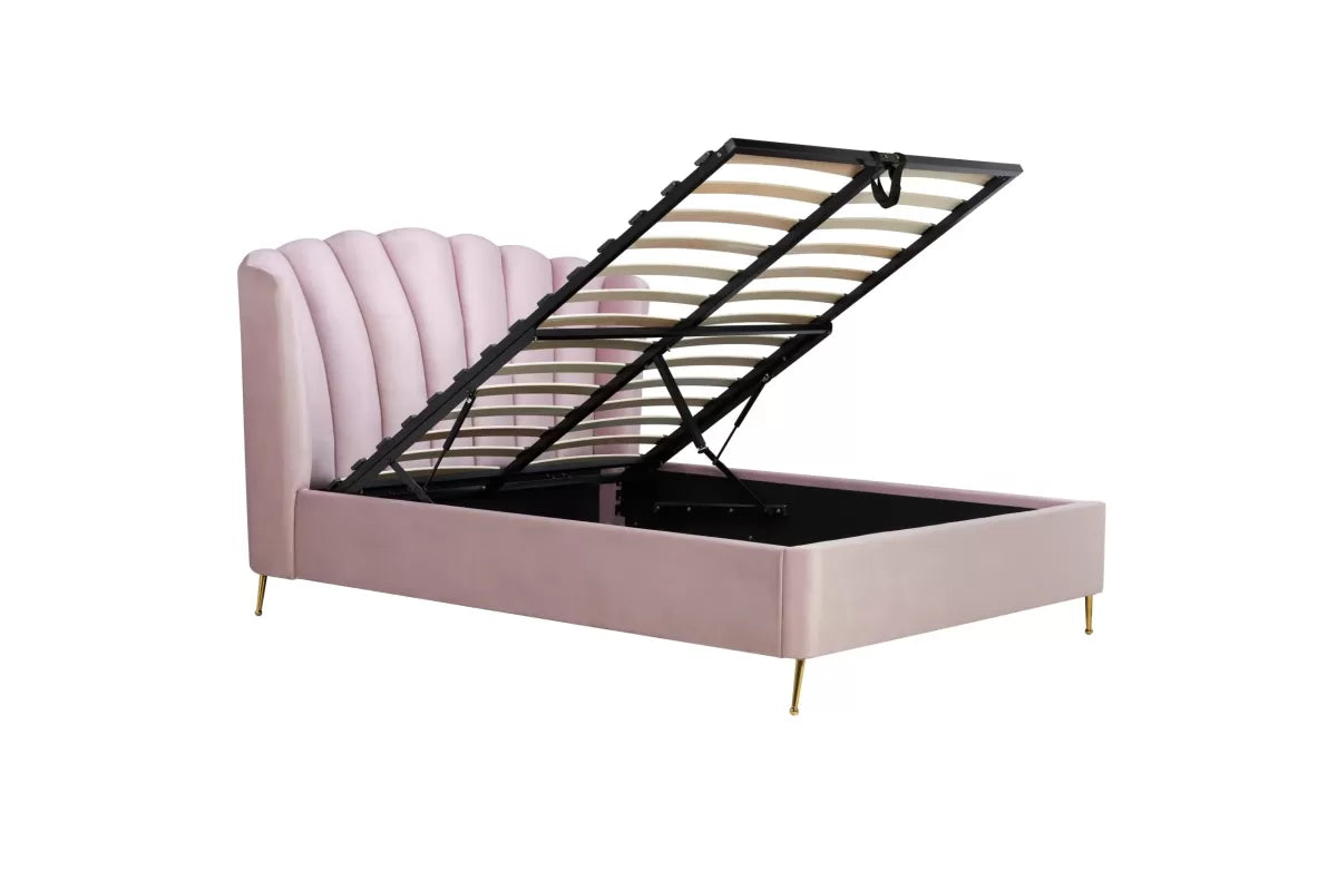 Lottie Pink Ottoman King Bed + Heaven King Mattress