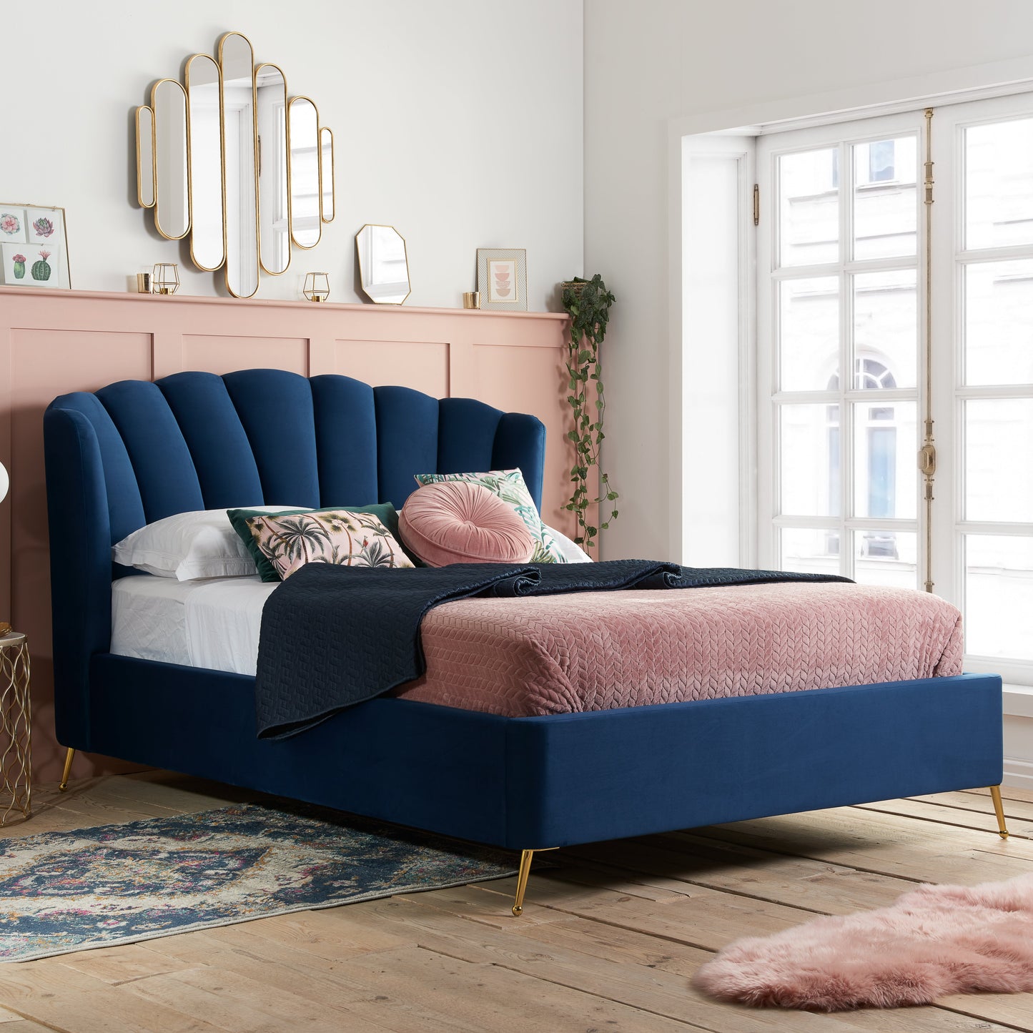 Lottie Midnight Blue King Ottoman Bed