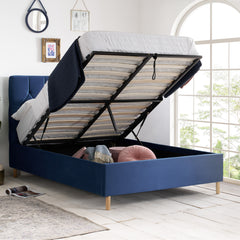 Loxley Blue Ottoman King Bed + Comfort King Mattress