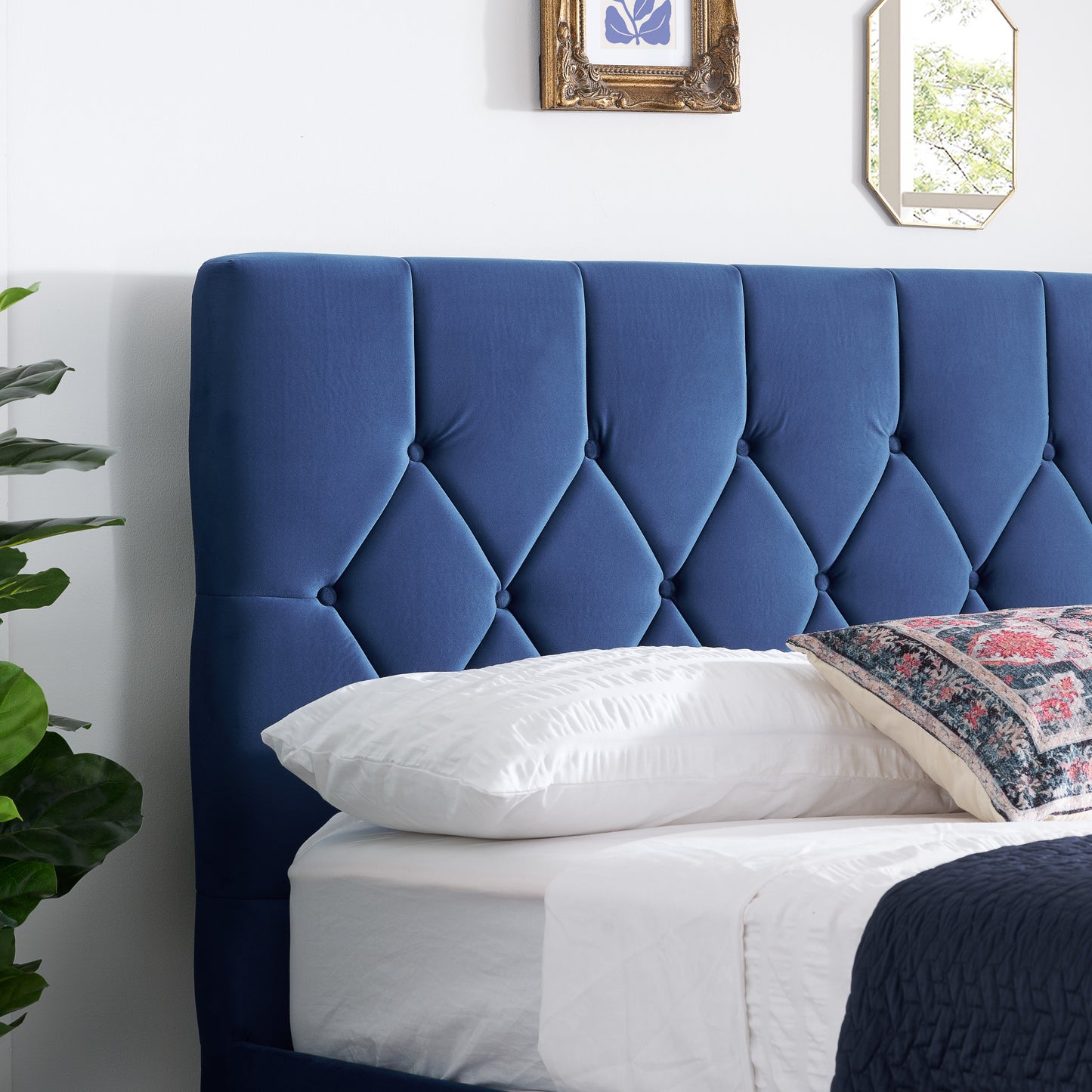 Loxley Blue Ottoman Double Bed + Comfort Double Mattress