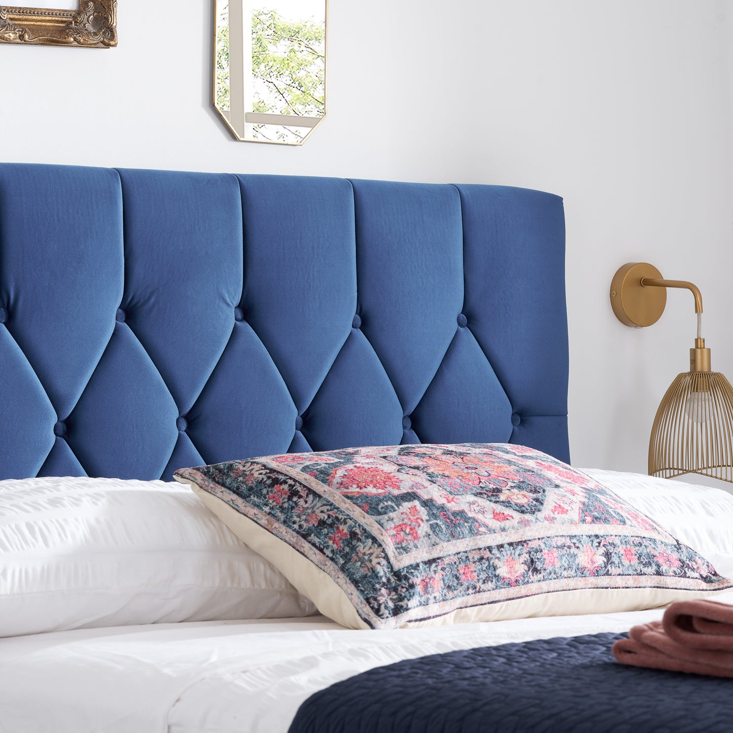 Loxley Blue Ottoman Double Bed + Comfort Double Mattress