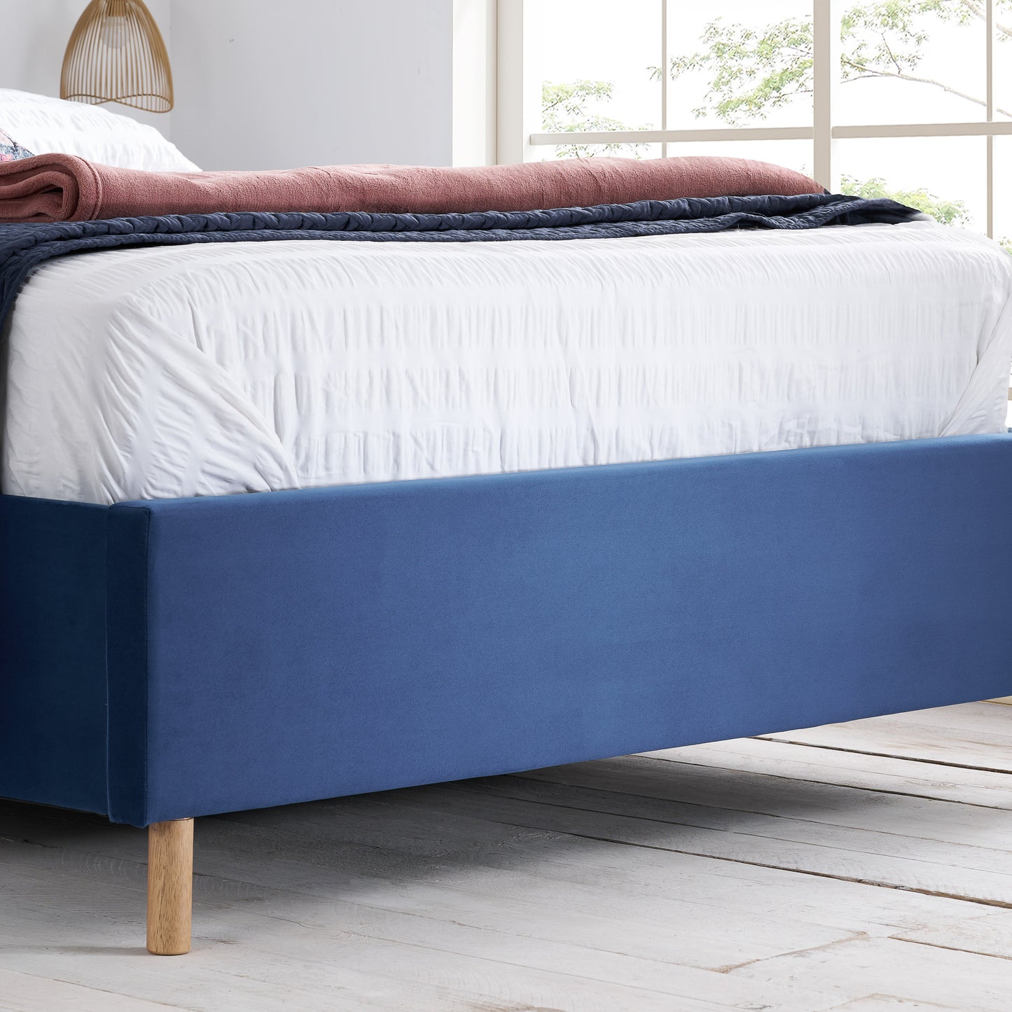 Loxley Blue Double Bed + Comfort Double Mattress