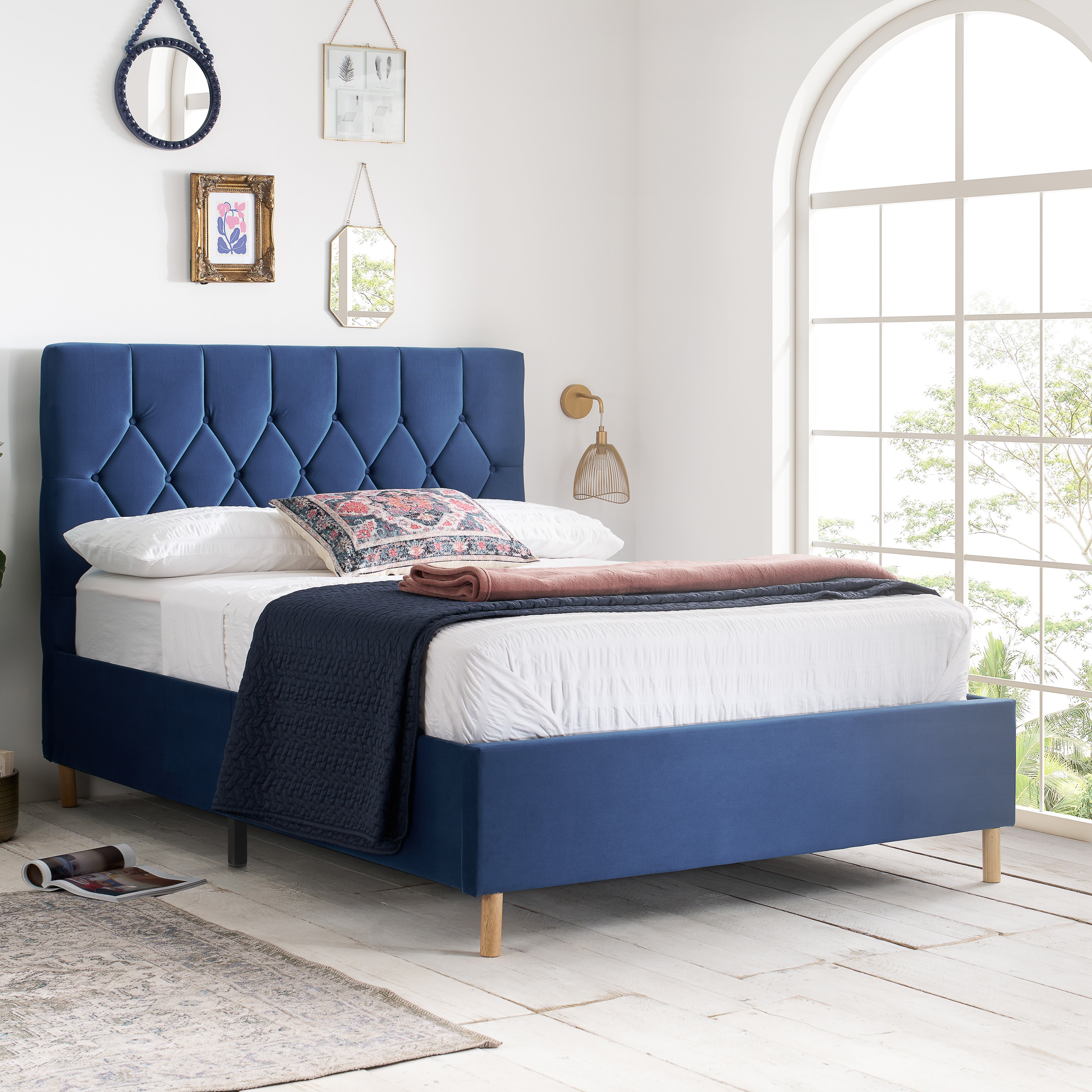 Loxley Blue Small Double Bed + Comfort Small Double Mattress