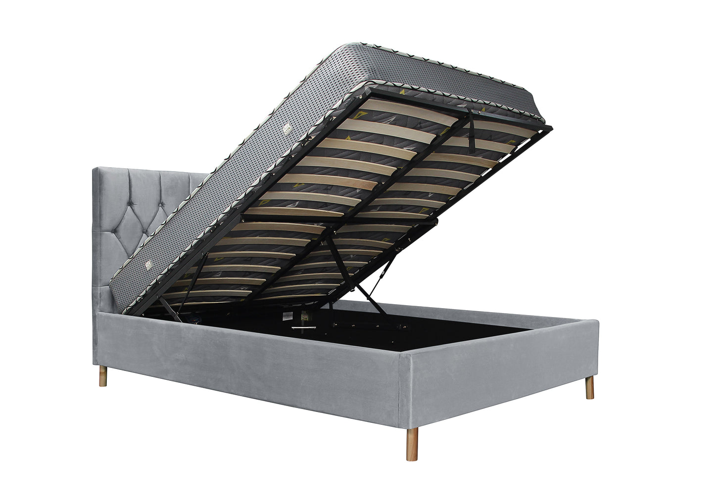 Loxley Grey Ottoman Double Bed + Comfort Double Mattress