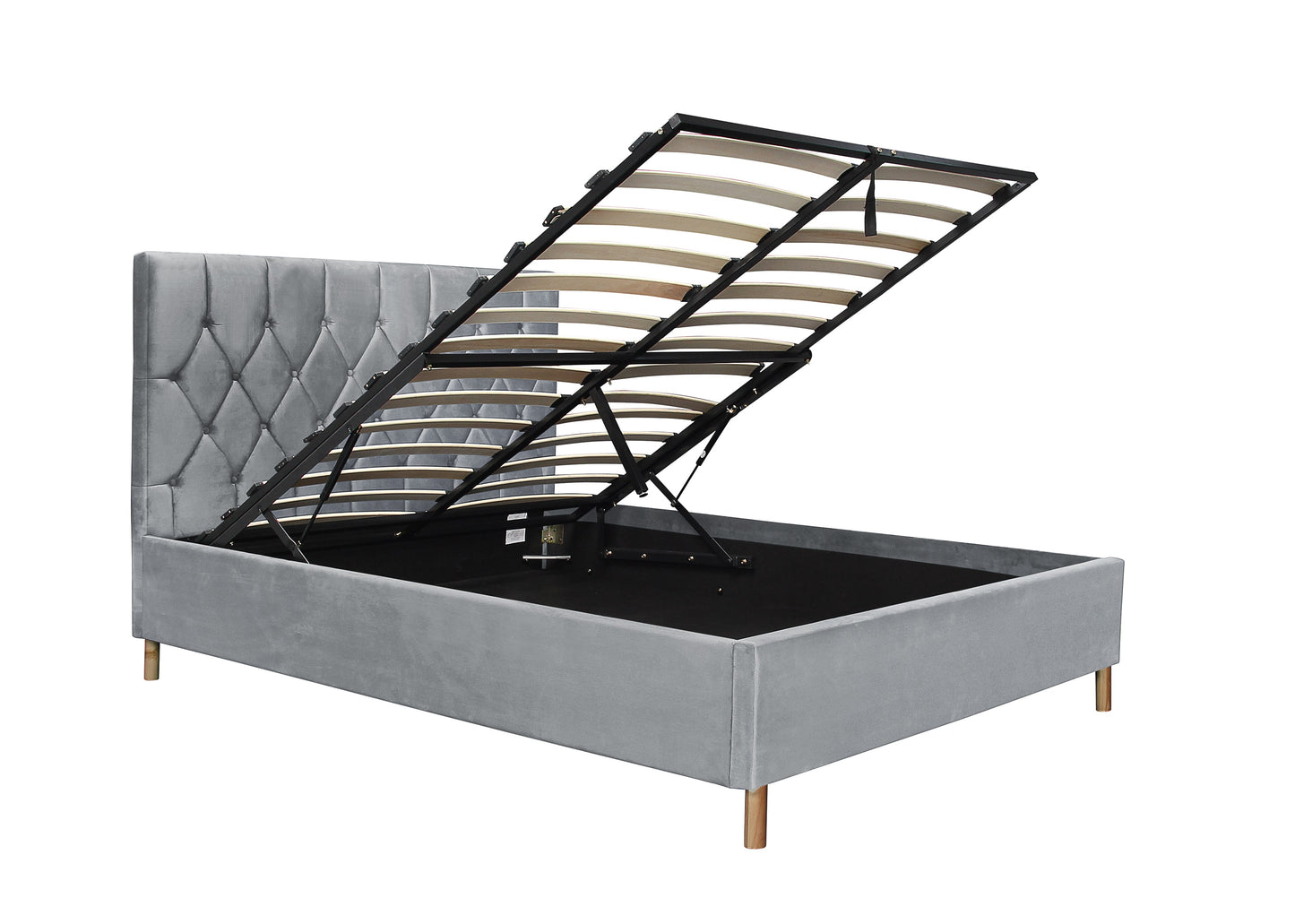 Loxley Grey Ottoman Double Bed + Comfort Double Mattress