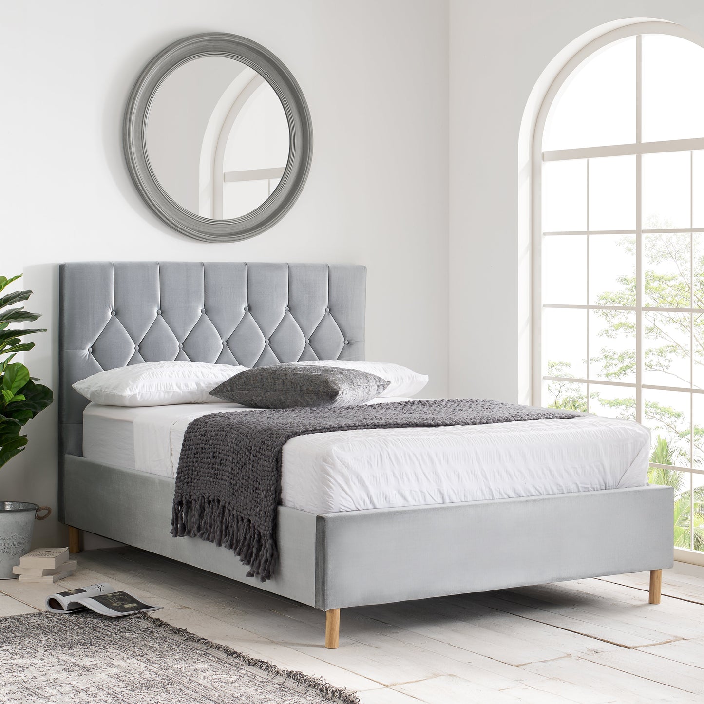 Loxley Grey Ottoman Double Bed + Comfort Double Mattress