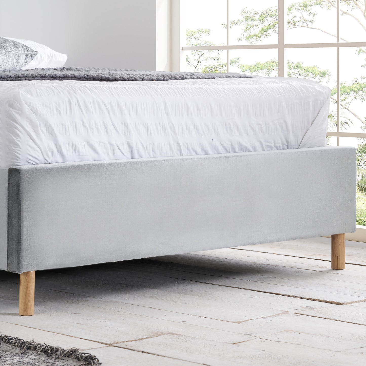 Loxley Grey Ottoman Double Bed + Comfort Double Mattress