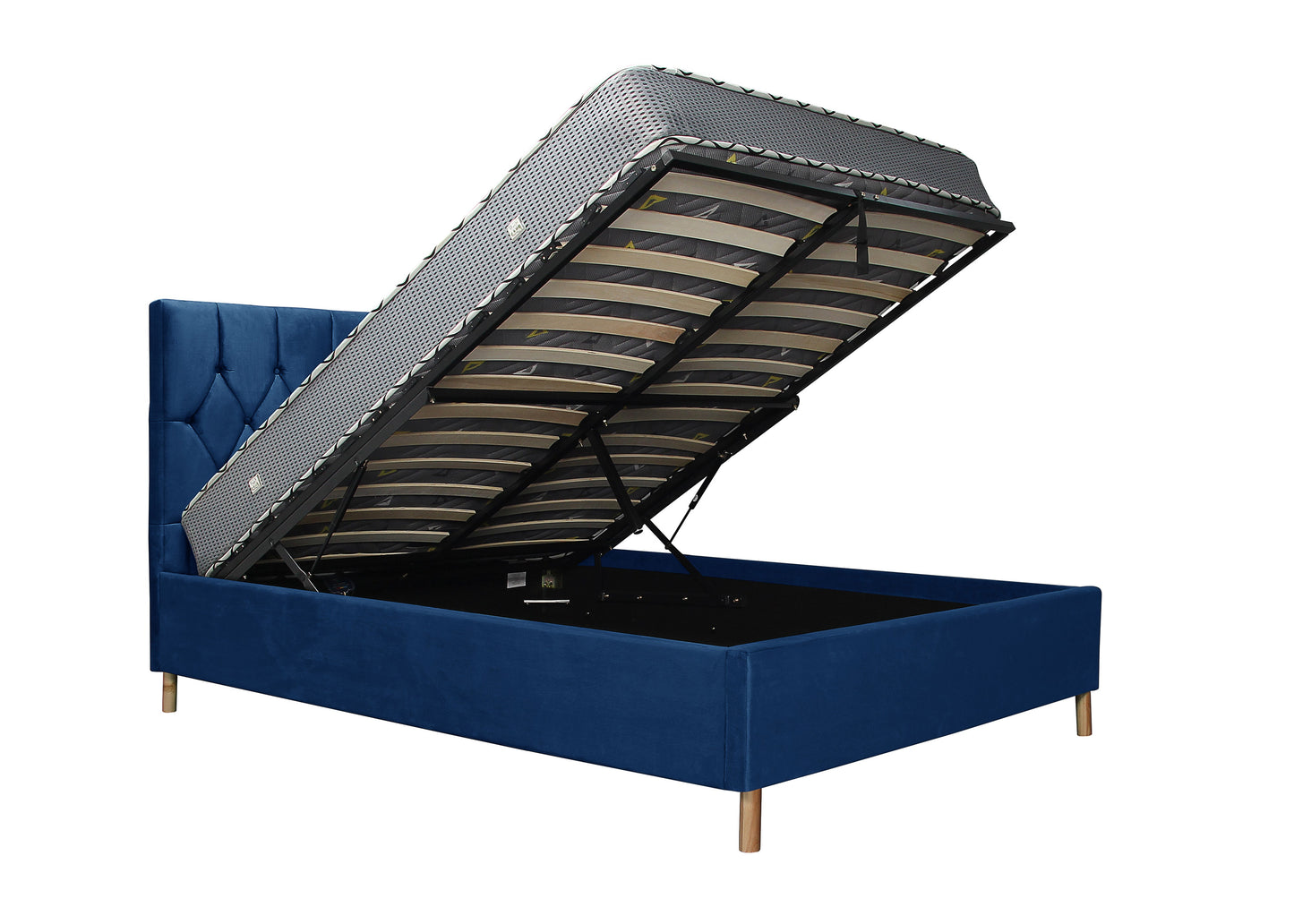 Loxley Blue Ottoman Double Bed + Comfort Double Mattress