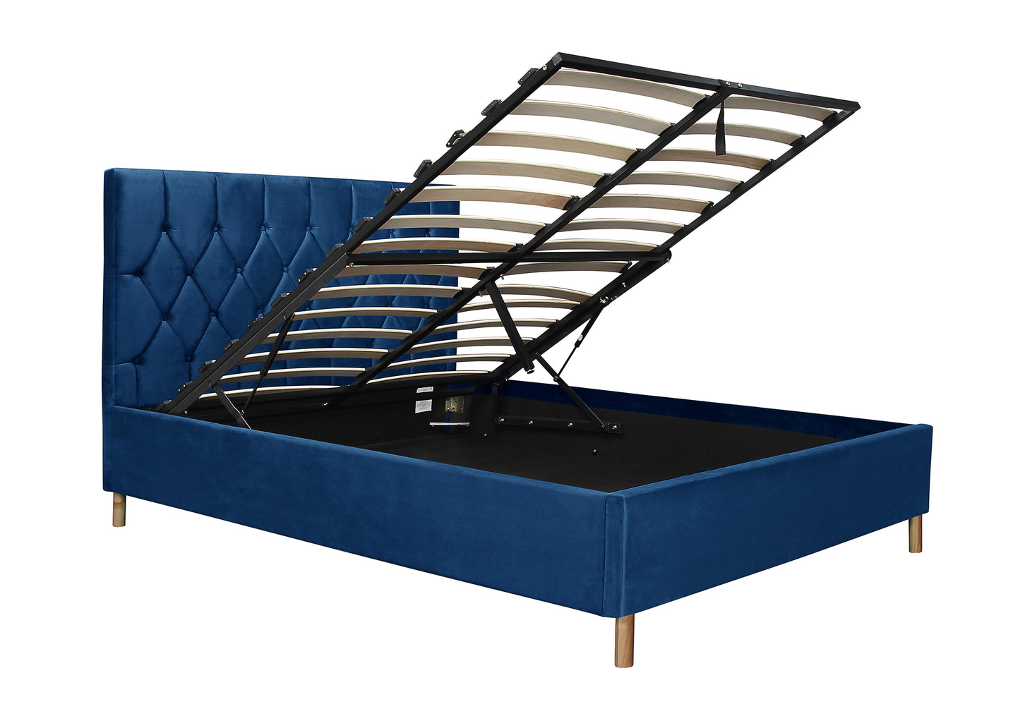 Loxley Blue Ottoman Double Bed + Comfort Double Mattress