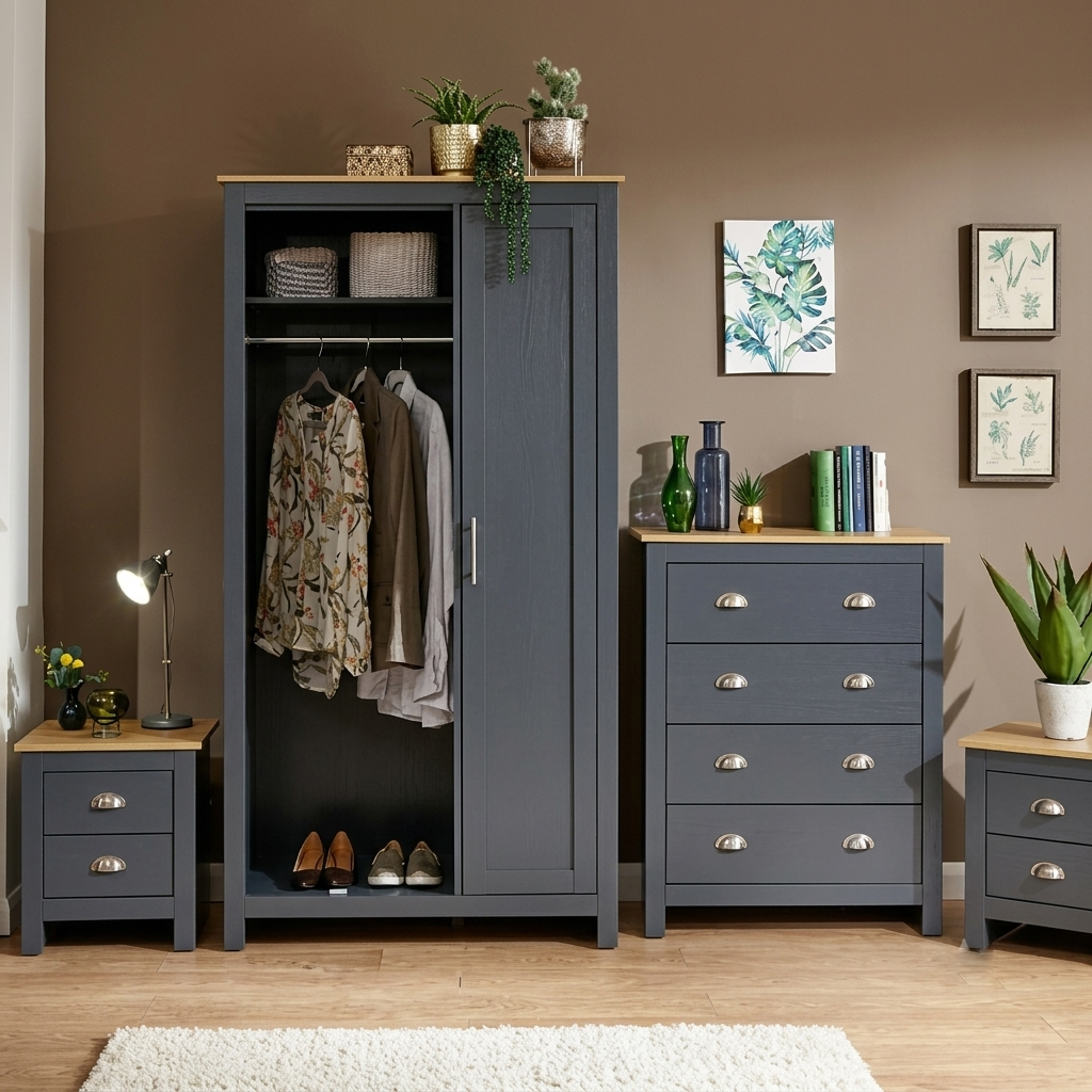 Launceston Blue 4 Piece Bedroom Furniture Set